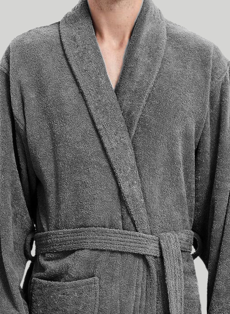 Banotex Men's and Women's Pure Egyptian Cotton Bathrobe, Multi Size, with Side Pockets and Drawstring - Image 3