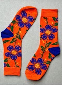 The Socks Hype 2 Pairs Unisex Flower Socks for Men Women - Comfortable Cotton Blend | Suitable for 35-42 Sizes | Vibrant Floral Design, Perfect for Nature Lovers  - Image 1