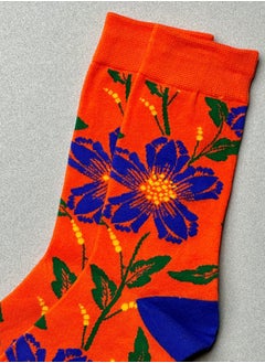 The Socks Hype 2 Pairs Unisex Flower Socks for Men Women - Comfortable Cotton Blend | Suitable for 35-42 Sizes | Vibrant Floral Design, Perfect for Nature Lovers  - Image 4