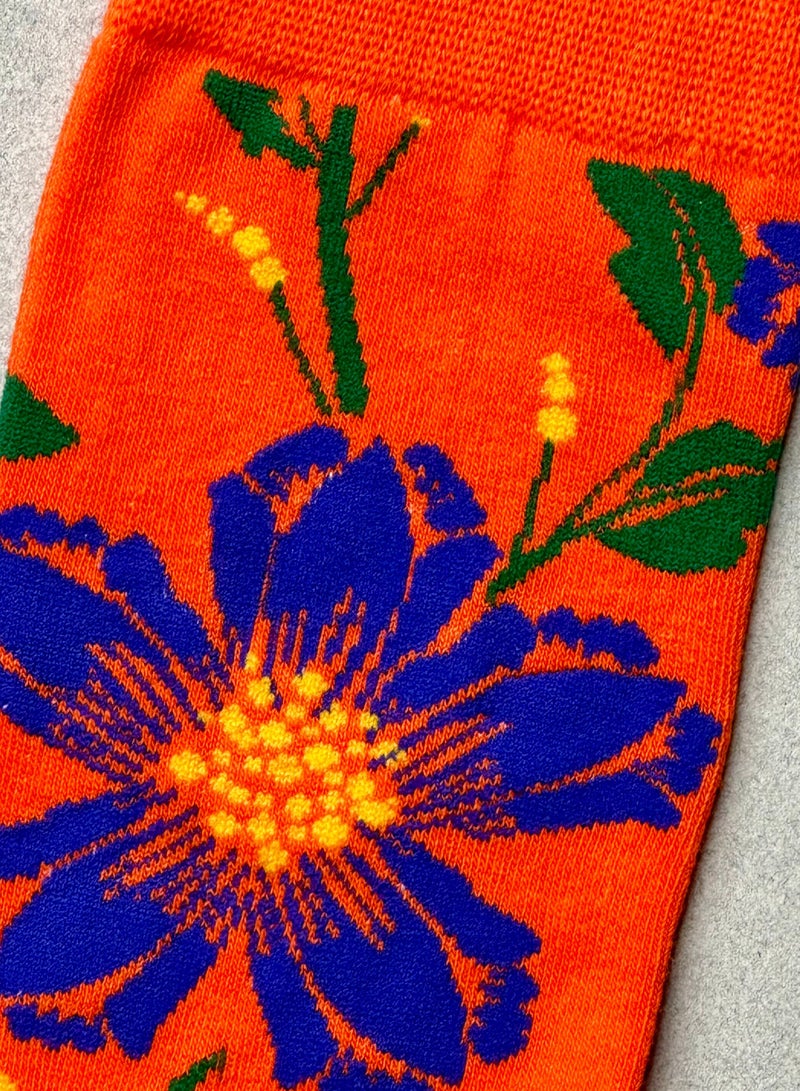 The Socks Hype 2 Pairs Unisex Flower Socks for Men Women - Comfortable Cotton Blend | Suitable for 35-42 Sizes | Vibrant Floral Design, Perfect for Nature Lovers - Image 2