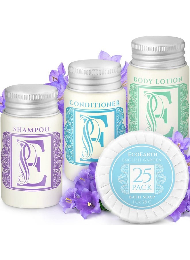 EcoEarth - Luxury Travel And Hotel Amenities Set (1 Oz 100 Pieces) Gradea Guest Ingredients And Gift Packaging Toiletries Includes 25 Round Soaps 25 Shampoos 25 Conditioners & 25 Lotions By Ecoearth - Image 1