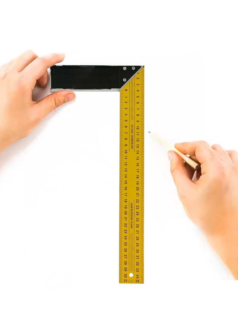 DEFAONS L-Square Angle Ruler with Hardened Steel Blade & Aluminum Handle – 13.7 Inch/35cm Measuring Tool – Fade Resistant Markings – Accurate 90° Square for Carpentry, Framing, Woodworking  - Image 4