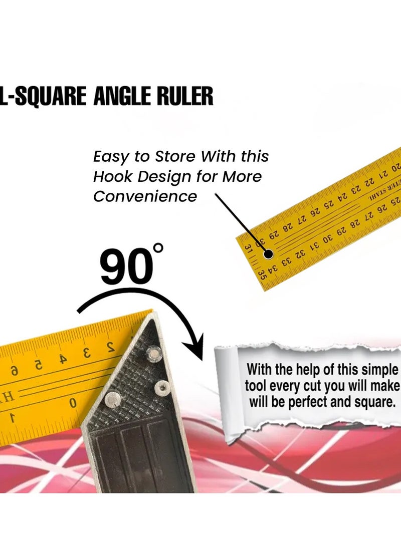 DEFAONS L-Square Angle Ruler with Hardened Steel Blade & Aluminum Handle – 13.7 Inch/35cm Measuring Tool – Fade Resistant Markings – Accurate 90° Square for Carpentry, Framing, Woodworking  - Image 5