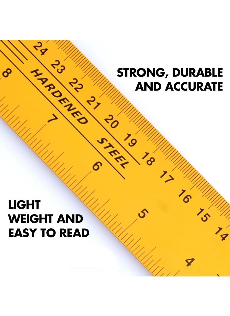 L-Square Angle Ruler with Hardened Steel Blade & Aluminum Handle – 13.7 Inch/35cm Measuring Tool – Fade Resistant Markings – Accurate 90° Square for Carpentry, Framing, Woodworking