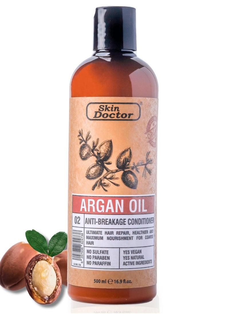 Skin Doctor Argan Oil-Infused Conditioner Anti-Breakage Ultimate Hair Repair Healthier & Maximum Nourishment No Sulfate No Paraben No Paraffin High content of Antioxidants Essential Fatty Acids & Vitamin E 500ml  - Image 1