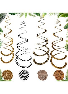 Mtlee 24 Pieces Jungle Animals Hanging Swirl Decorations Animal Prints Hanging Whirls Leopard Cheetah Safari Theme Party Supplies For Forest Wild Animal Theme Birthday Baby Shower Party Classroom Festival  - Image 1
