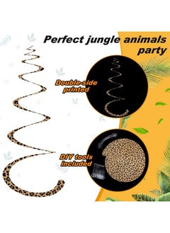 Mtlee 24 Pieces Jungle Animals Hanging Swirl Decorations Animal Prints Hanging Whirls Leopard Cheetah Safari Theme Party Supplies For Forest Wild Animal Theme Birthday Baby Shower Party Classroom Festival  - Image 3