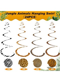 Mtlee 24 Pieces Jungle Animals Hanging Swirl Decorations Animal Prints Hanging Whirls Leopard Cheetah Safari Theme Party Supplies For Forest Wild Animal Theme Birthday Baby Shower Party Classroom Festival  - Image 4