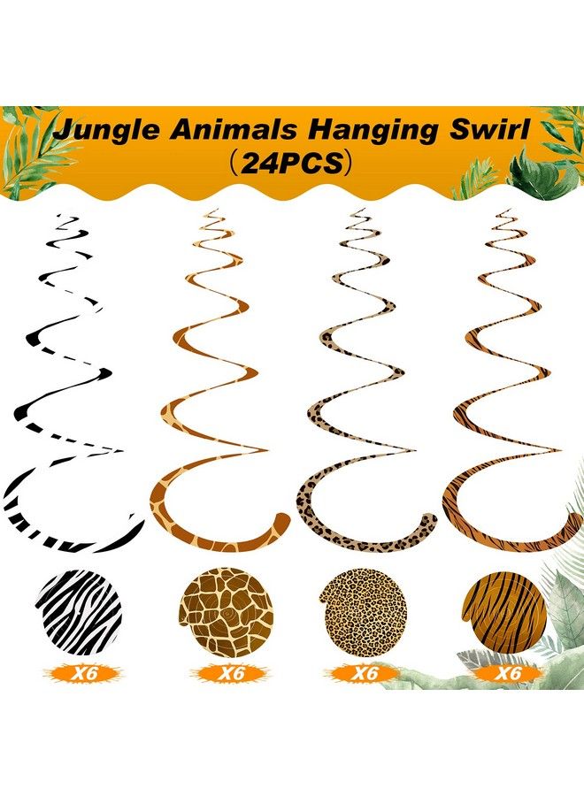 Mtlee 24 Pieces Jungle Animals Hanging Swirl Decorations Animal Prints Hanging Whirls Leopard Cheetah Safari Theme Party Supplies For Forest Wild Animal Theme Birthday Baby Shower Party Classroom Festival - Image 4