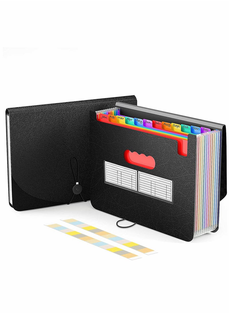 KASTWAVE Accordian File Organizer, 13-Pocket Plastic Receipt Paper Expanding File Folder with Cover, Portable Document Organizer, Desktop A4 Letter Size Filing Box, for Office/Business/School  - Image 1