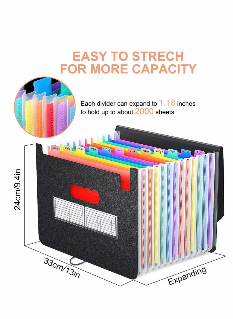 KASTWAVE Accordian File Organizer, 13-Pocket Plastic Receipt Paper Expanding File Folder with Cover, Portable Document Organizer, Desktop A4 Letter Size Filing Box, for Office/Business/School  - Image 4