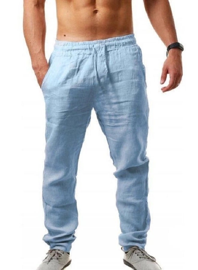 Loquat Men's Hip Hop Breathable Flax Sports Pants 