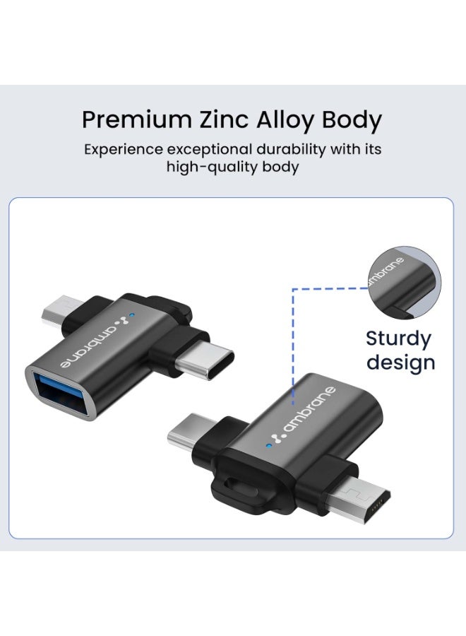 AMBRANE 2 in 1 OTG Adapter Micro USB+USB Type C to USB Female Connector, OTG Pen Drive Adapter to Mobile Connector Type C, Compatible with All Devices - Image 5