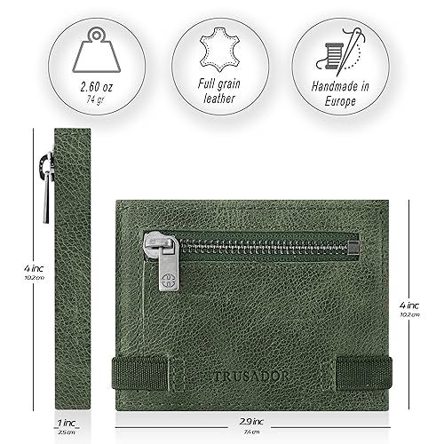 TRUSADOR Marseille Rfid Leather Wallet for Women and Men Includes ID Window, Detachable Mirror, Holds Bills, Cards, Includes Coin Pocket, Holds Cash (Green) - Image 2