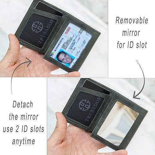 TRUSADOR Marseille Rfid Leather Wallet for Women and Men Includes ID Window, Detachable Mirror, Holds Bills, Cards, Includes Coin Pocket, Holds Cash (Green) - Image 3