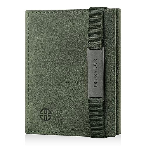 TRUSADOR Marseille Rfid Leather Wallet for Women and Men Includes ID Window, Detachable Mirror, Holds Bills, Cards, Includes Coin Pocket, Holds Cash (Green) - Image 1