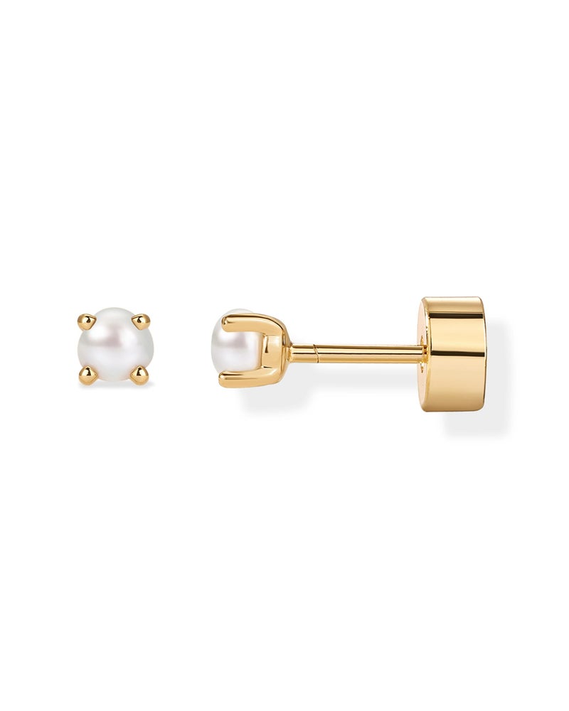 PAVOI 14K Yellow Gold Plated 925 Sterling Silver Posts Mini Stud Flat Back Earrings for Women | Helix Cartilage Piercing Jewelry | Dainty Freshwater Pearl Stud Earring Pair - Image 1