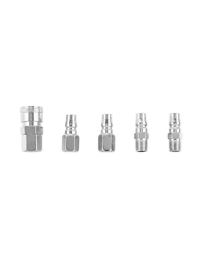 LAWAZIM Air Hose Fitting Set - 5 Piece 1/4inch Silver Quick Connect Coupler and Plug Kit with Female Coupler, Male Connectors and Threaded Connectors - Air Compressor and Pneumatic Tool Accessories - Image 3