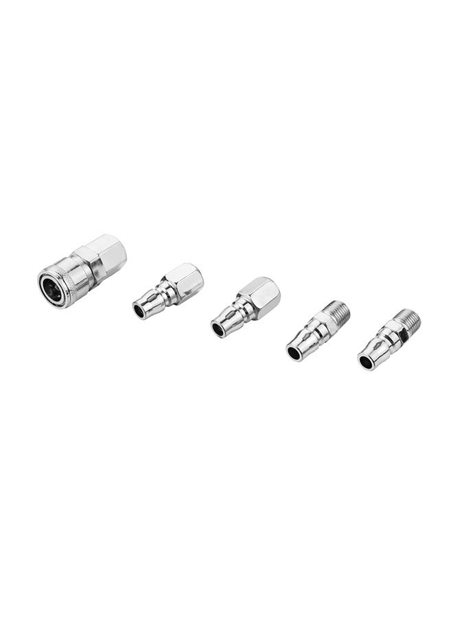 LAWAZIM Air Hose Fitting Set - 5 Piece 1/4inch Silver Quick Connect Coupler and Plug Kit with Female Coupler, Male Connectors and Threaded Connectors - Air Compressor and Pneumatic Tool Accessories - Image 2