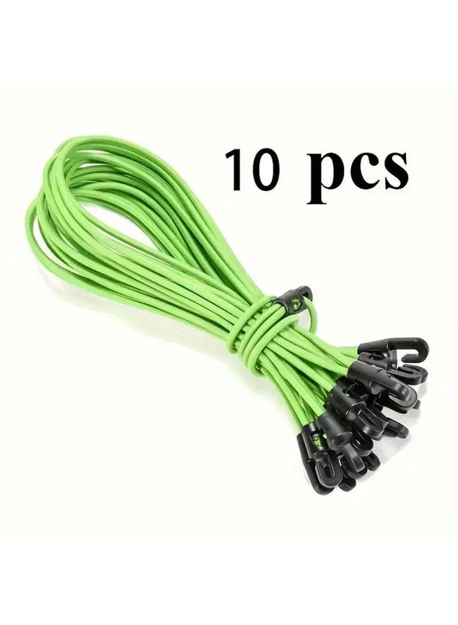10pcs Heavy Duty Elastic Rope Adjustable Windproof Strap for Home Travel Camping Car Green - Image 1
