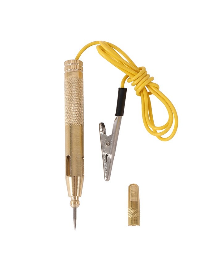LAWAZIM Copper Circuit Pen Tester -Gold- Analog Car Electrical Tester with Light Indicator and Insulated Grip Alligator Clip - Troubleshooting Auto Vehicle Maintenance Repair -DIY and Professional Use  - Image 1
