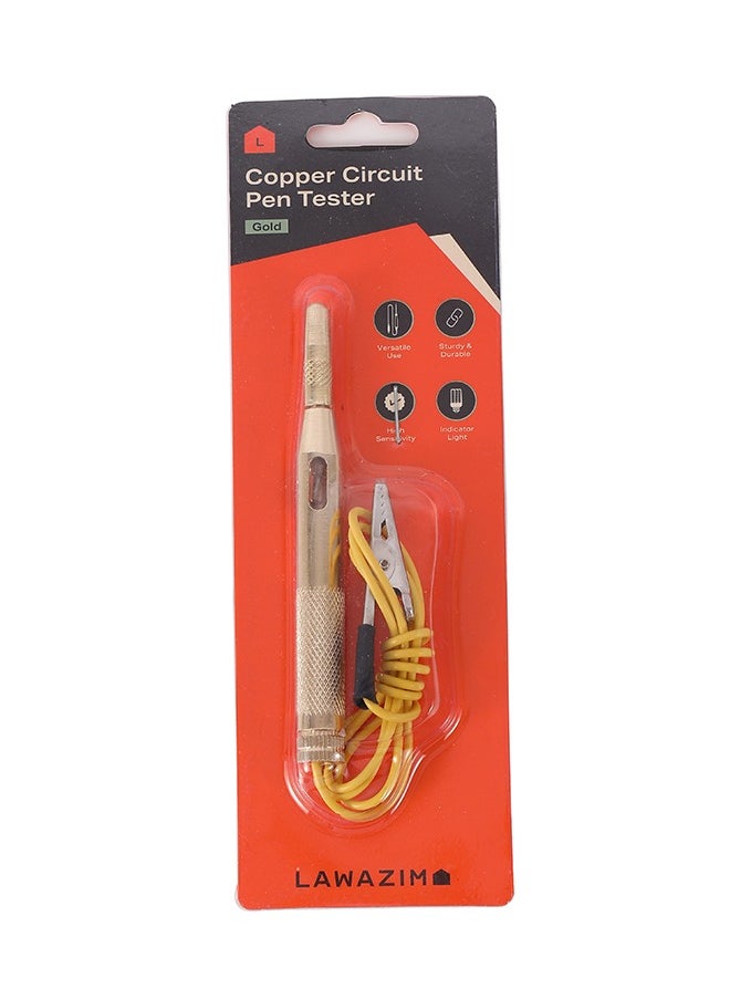 LAWAZIM Copper Circuit Pen Tester -Gold- Analog Car Electrical Tester with Light Indicator and Insulated Grip Alligator Clip - Troubleshooting Auto Vehicle Maintenance Repair -DIY and Professional Use  - Image 4