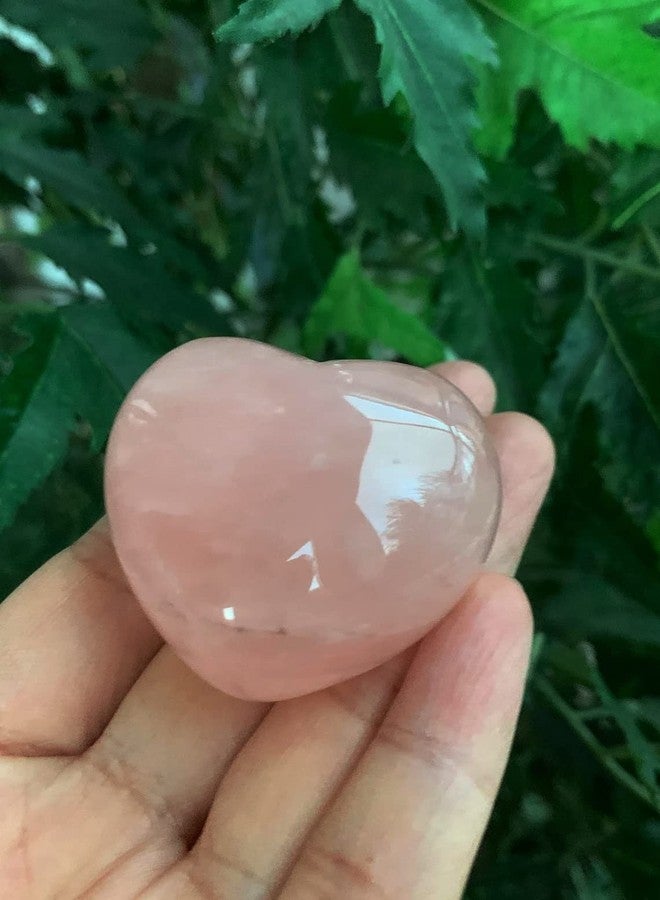 HEALIT- Large Puffy Rose Quartz Heart Stone,Rose Quartz Polished Palm Stone,Healing Crystals 40mm (1.5"). - Image 3
