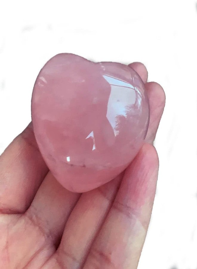 HEALIT- Large Puffy Rose Quartz Heart Stone,Rose Quartz Polished Palm Stone,Healing Crystals 40mm (1.5"). - Image 1