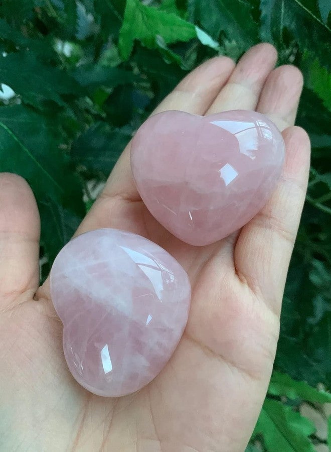 HEALIT- Large Puffy Rose Quartz Heart Stone,Rose Quartz Polished Palm Stone,Healing Crystals 40mm (1.5"). - Image 4