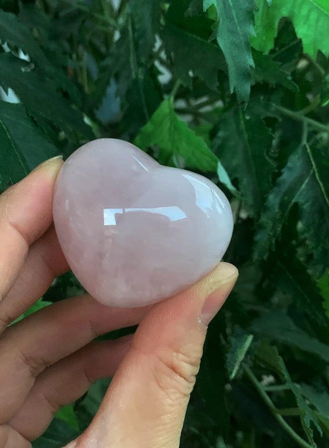 HEALIT- Large Puffy Rose Quartz Heart Stone,Rose Quartz Polished Palm Stone,Healing Crystals 40mm (1.5"). - Image 2