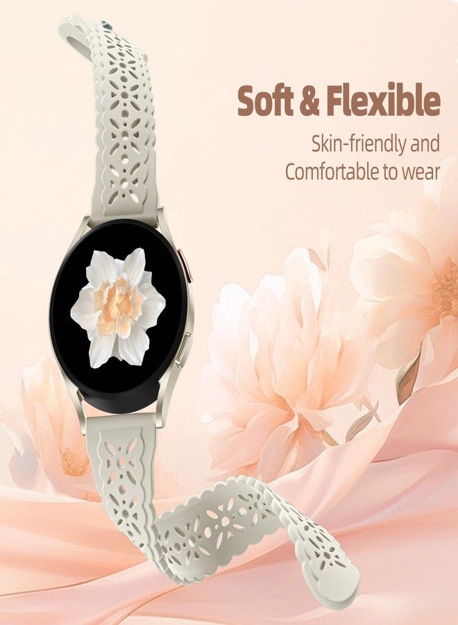 Dirrelo for Samsung Galaxy Watch 7 Band 44mm 40mm 6 Classic 4 5 Pro Watch 3 Bands Women Men, Breathable Sport Cute Lace Waterproof Silicone Strap for Summer Spring Solorful Dressy - Image 3