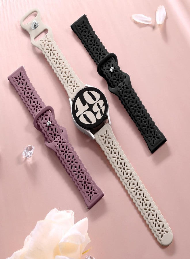 Dirrelo for Samsung Galaxy Watch 7 Band 44mm 40mm 6 Classic 4 5 Pro Watch 3 Bands Women Men, Breathable Sport Cute Lace Waterproof Silicone Strap for Summer Spring Solorful Dressy - Image 5