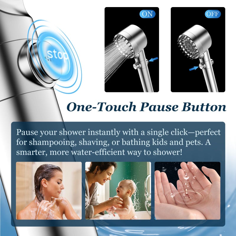FEELSO Filtered Shower Head with Handheld, High Pressure 4 Spray Showerhead with Filters & Upgraded Anti-clog Nozzles for Hard Water -Remove Chlorine, Reduce Dry Itchy Skin -ON/OFF Switch - Image 5