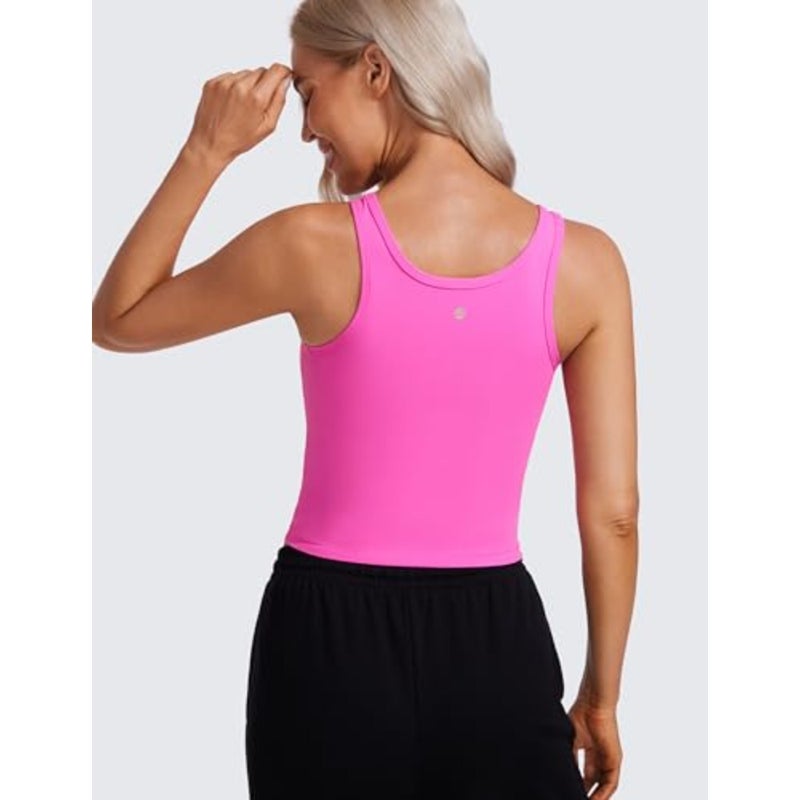 Womens Butterluxe Double Lined Tank Tops Scoop Neck Racerback Workout Tanks Sleeveless Casual Cropped Top Yoga, Extremely Soft, Tight Fit, Short Length, Scoop Neck, U Back, Casual, Sleeveless Shirts for Women - Image 2