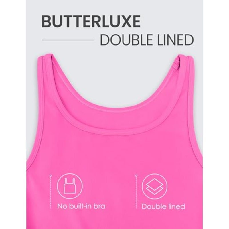 Womens Butterluxe Double Lined Tank Tops Scoop Neck Racerback Workout Tanks Sleeveless Casual Cropped Top Yoga, Extremely Soft, Tight Fit, Short Length, Scoop Neck, U Back, Casual, Sleeveless Shirts for Women - Image 3