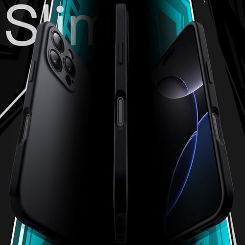 Jetech غطاء جيتشك النحيف لجهاز آيفون 16 برو 6.3 بوصة، حماية كاملة لعدسة الكاميرا، غطاء هاتف واقي رقيق من TPU ناعم بلمسة نهائية غير لامعة، مقاوم للصدمات (تيتانيوم أسود) - Image 3