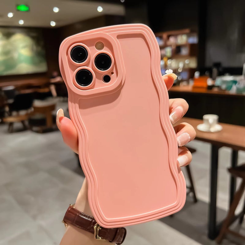 For Apple Mobile Phone Case Solid Color Large Wave All-Inclusive Fine Hole Iphone16 Anti-Drop Apple 1514 - Image 1