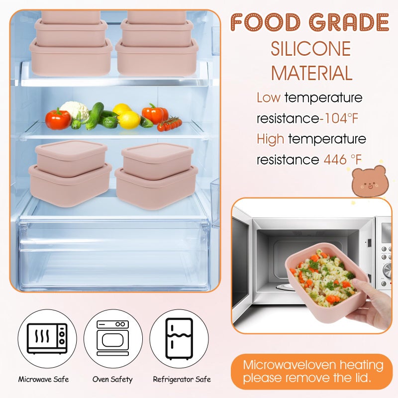 Limbeuuu 3 Pack Silicone Food Storage Containers, Rectangular BPA-Free Silicone Lunch Box Containers with Lids, Airtight, Leak-Proof, Freezer, Microwave & Dishwasher Safe (10.2oz, 23.6oz, 44oz) - Image 5