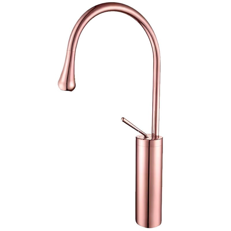 BANZER Rose Gold Bathroom Faucet Single Lever Sink Mixer Tap with Rotatable Spout Premium Brass Body Steel Connection Pipes HotCold Water Easy Install - Image 2