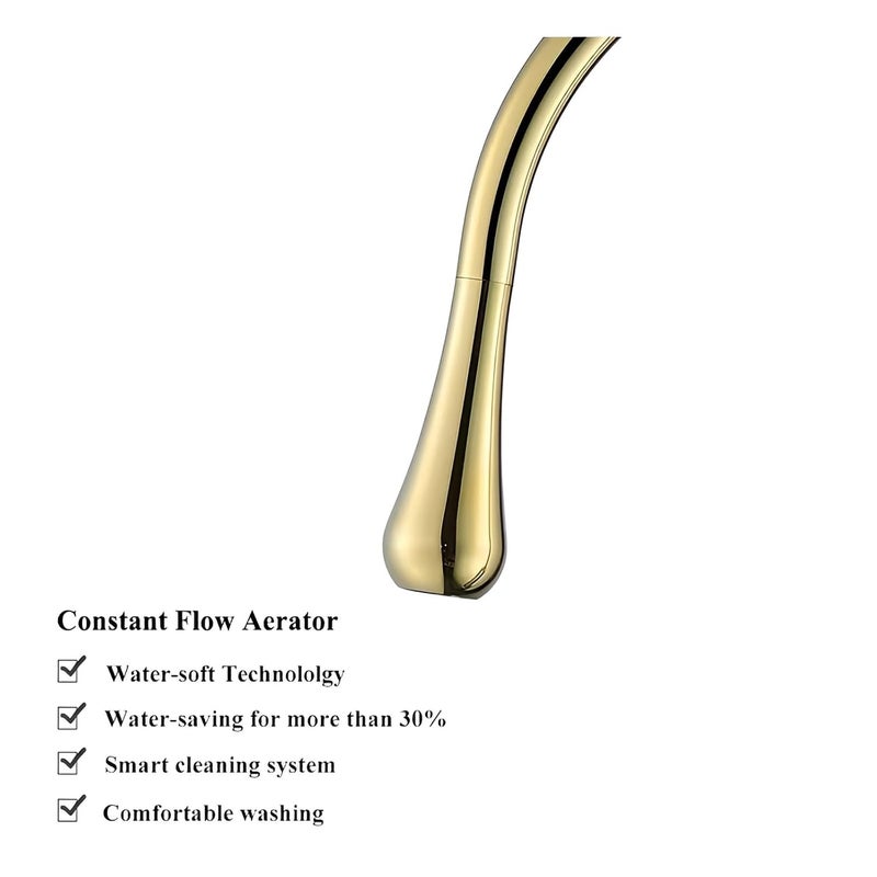 BANZER Rose Gold Bathroom Faucet Single Lever Sink Mixer Tap with Rotatable Spout Premium Brass Body Steel Connection Pipes HotCold Water Easy Install - Image 5