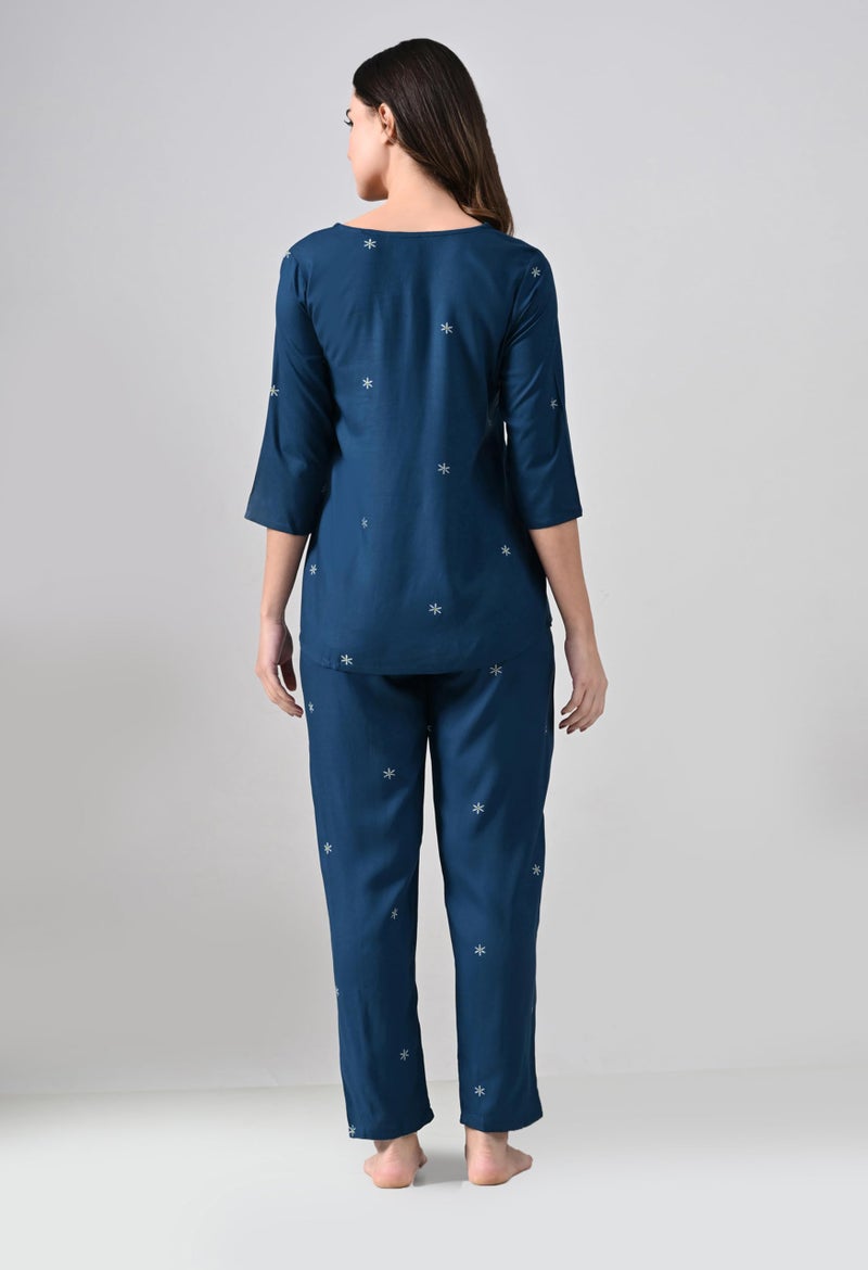 Ichaa Women's Rayon Printed Night Wear Top and Bottom Night Suit Set - Image 2