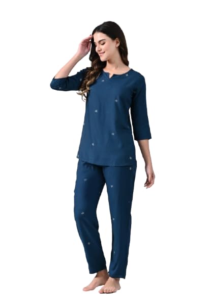 Ichaa Women's Rayon Printed Night Wear Top and Bottom Night Suit Set - Image 1