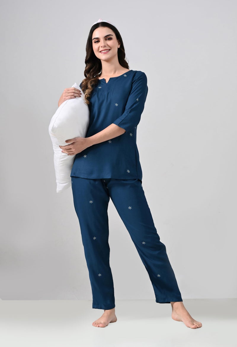 Ichaa Women's Rayon Printed Night Wear Top and Bottom Night Suit Set - Image 5