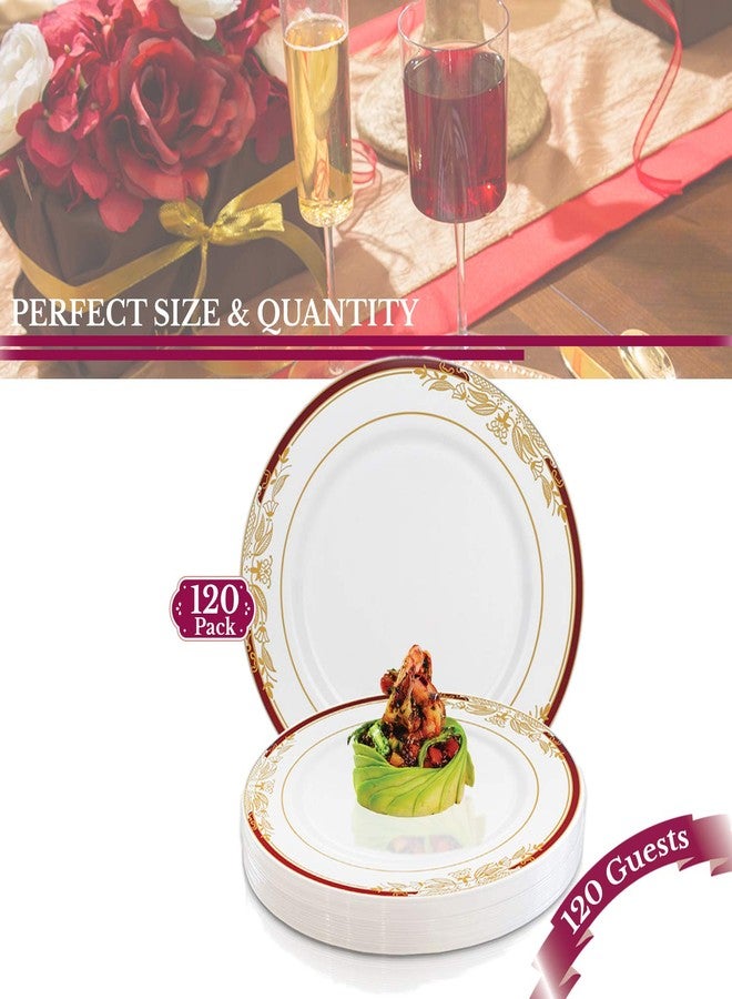 Smarty Had A Party Elegant Disposable Plastic Heavy Duty Dinnerware Sets, Fancy Design Plastic Plates, For Wedding, Birthday & All Occasions (White with Gold, 7.5" Salad Plates (120 Plates)) - Image 5