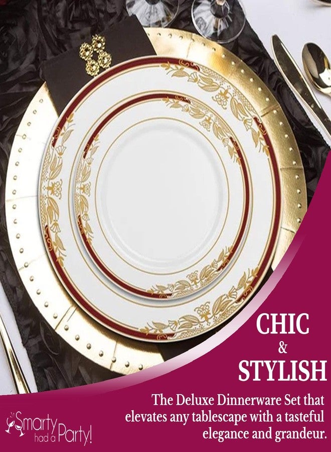 Smarty Had A Party Elegant Disposable Plastic Heavy Duty Dinnerware Sets, Fancy Design Plastic Plates, For Wedding, Birthday & All Occasions (White with Gold, 7.5" Salad Plates (120 Plates)) - Image 4
