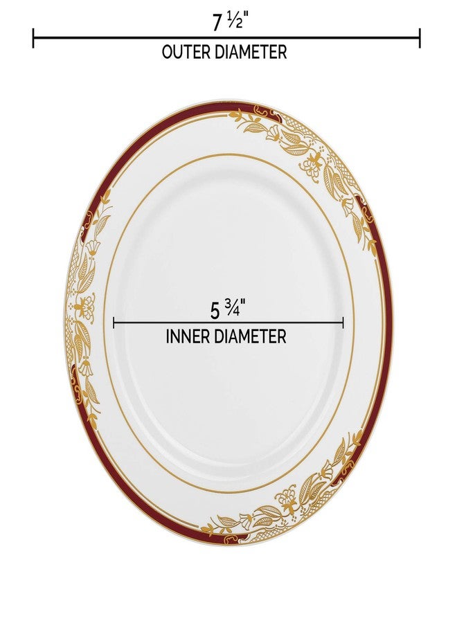 Smarty Had A Party Elegant Disposable Plastic Heavy Duty Dinnerware Sets, Fancy Design Plastic Plates, For Wedding, Birthday & All Occasions (White with Gold, 7.5" Salad Plates (120 Plates)) - Image 2