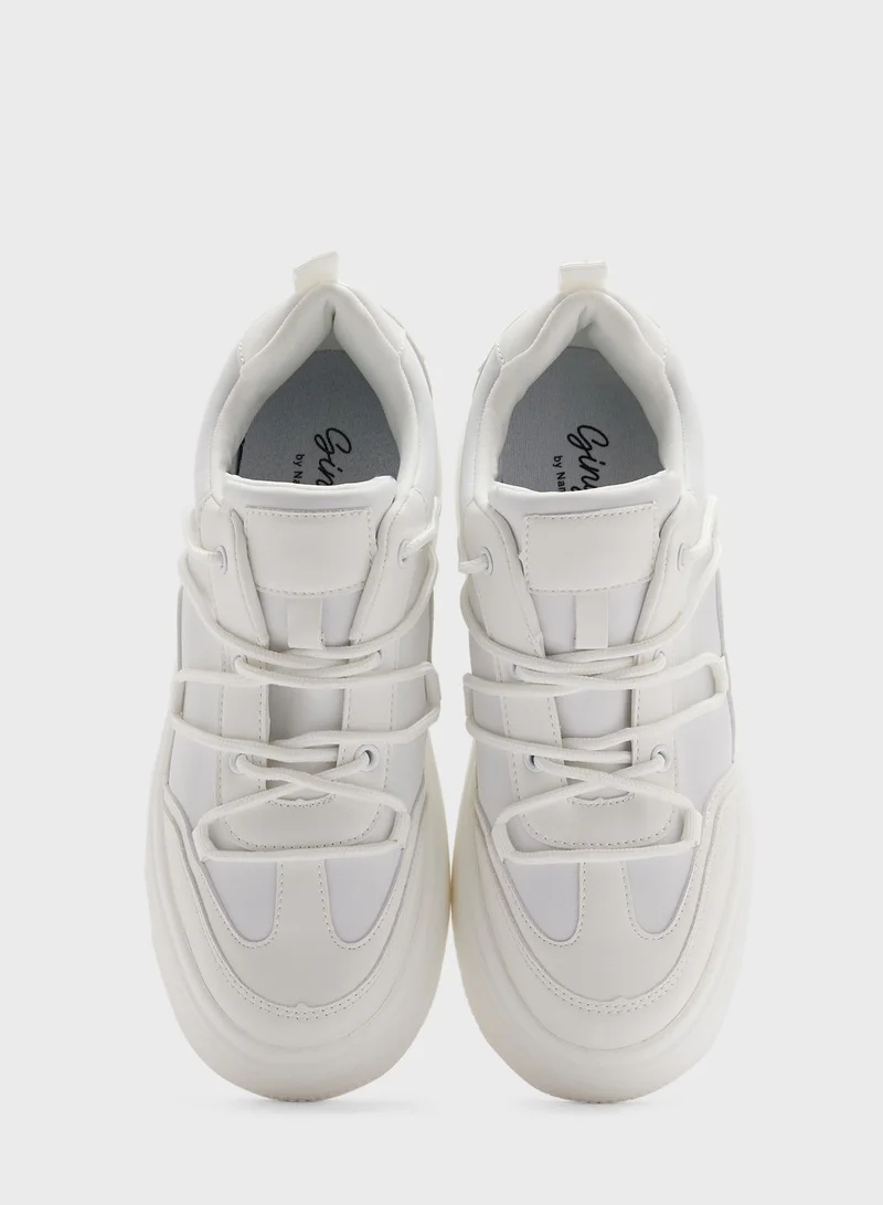 Ginger Zigzag Strap Stacked Sole Sneaker