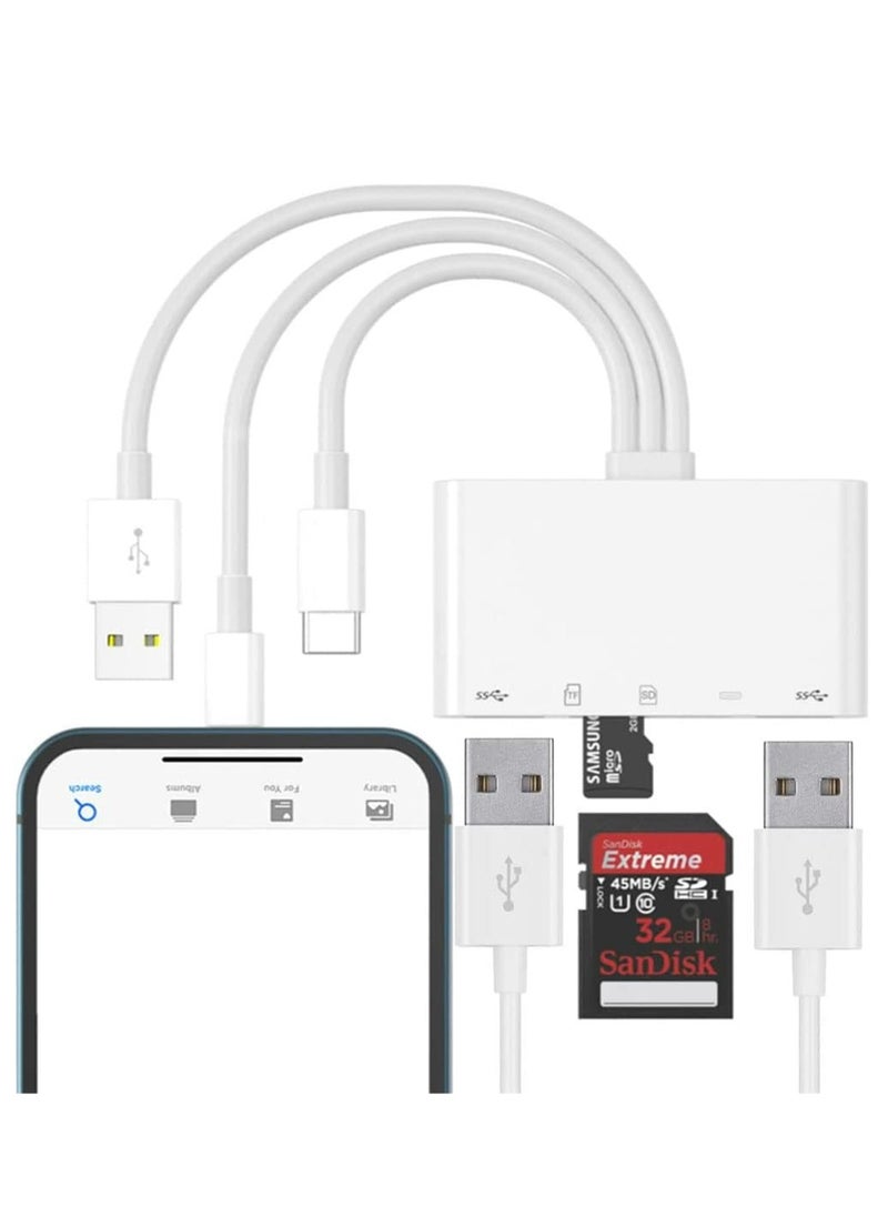 AMBERJACK - Card Reader, 5 in 1 USB C SD Camera Memory Card Reader, Plug N Play for iPhone, iPad, Android, Mac, Computer, Camera, MacBook, Supports SD, Micro SD, SDXC, and USB OTG - Image 1