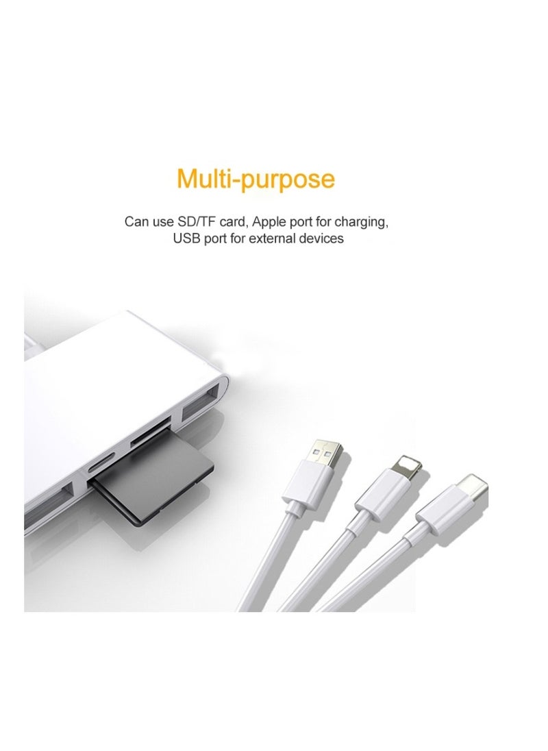 AMBERJACK - Card Reader, 5 in 1 USB C SD Camera Memory Card Reader, Plug N Play for iPhone, iPad, Android, Mac, Computer, Camera, MacBook, Supports SD, Micro SD, SDXC, and USB OTG - Image 1