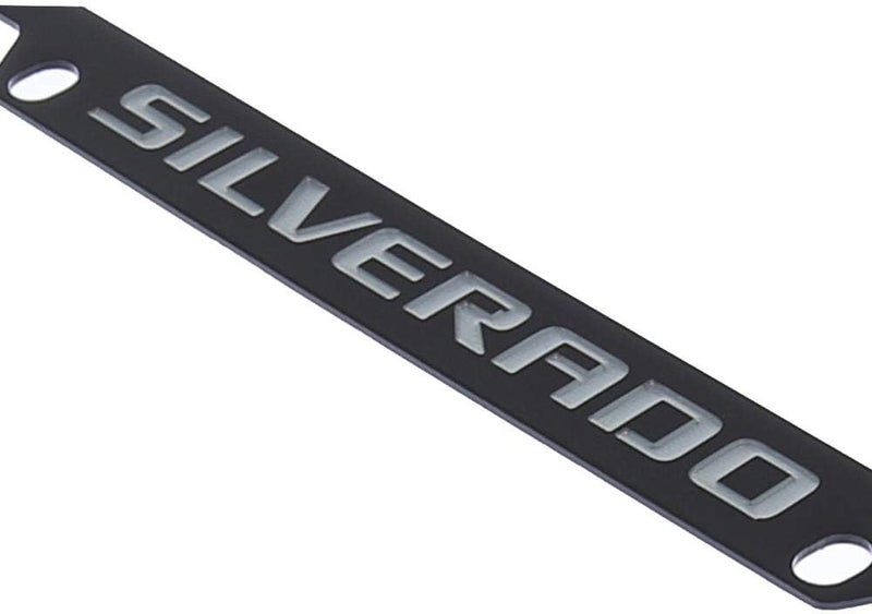 Chevrolet Silverado Black Coated Metal Engraved License Plate Frame Holder - Image 3